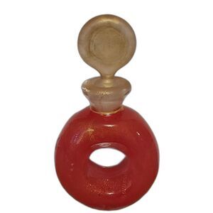 Vintage Murano Italian Art Glass Perfume Bottle Orange Gold Aventurine Venetian